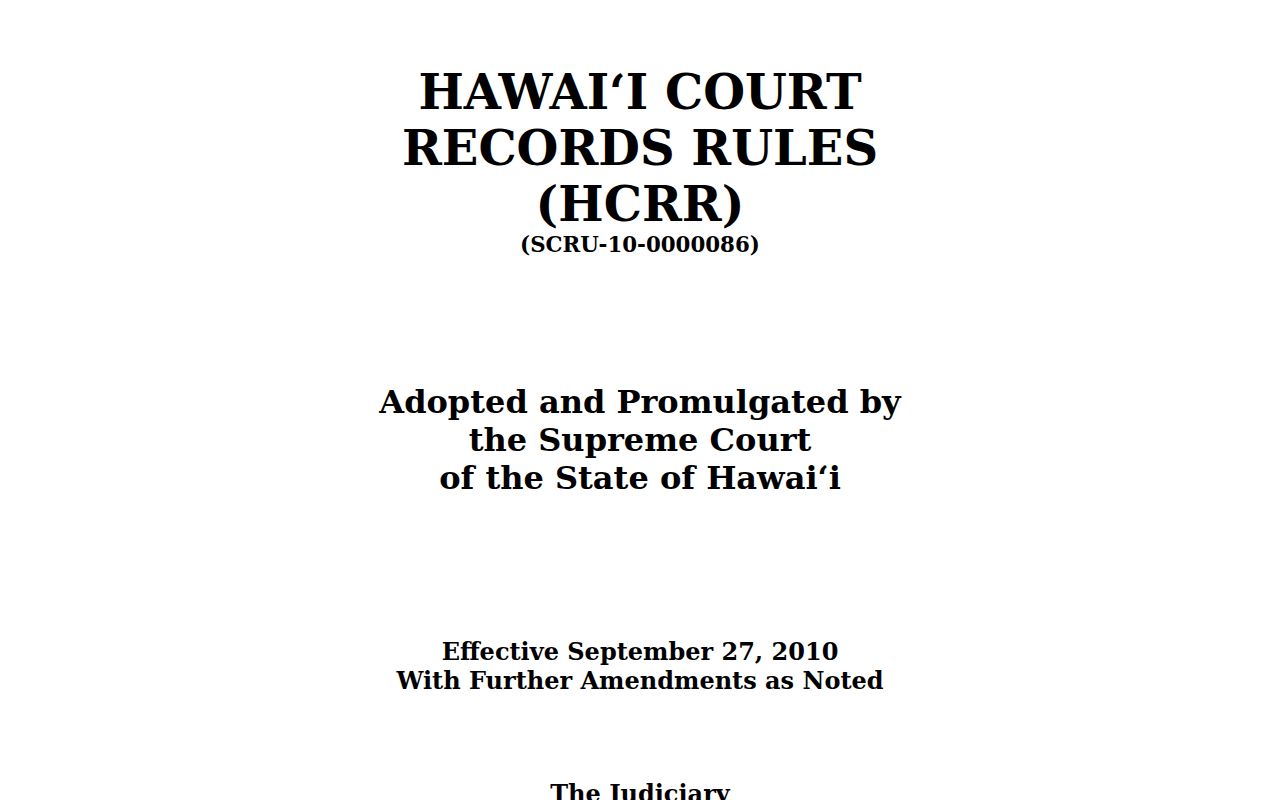 Kalawao County criminal docket court records rules
