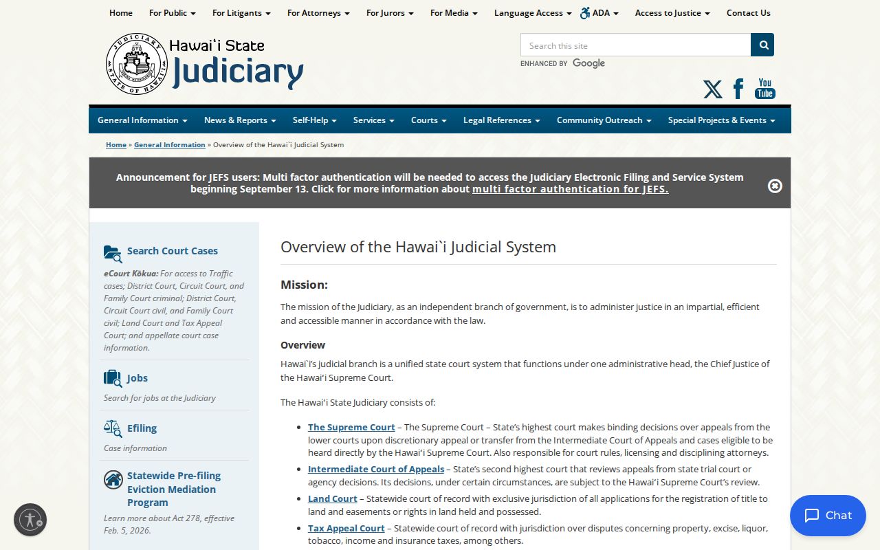 Hawaiʻi Judiciary jurisdiction overview