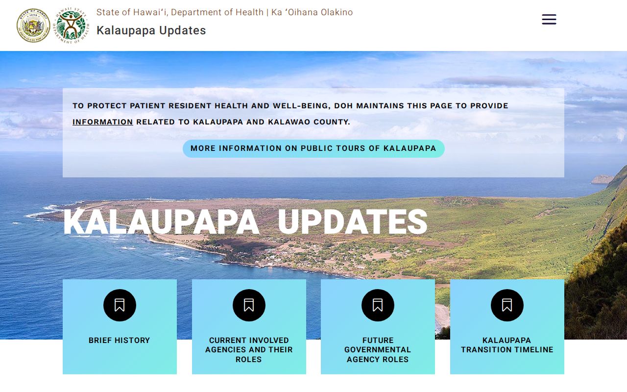 Hawaiʻi Department of Health Kalaupapa and Kalawao information