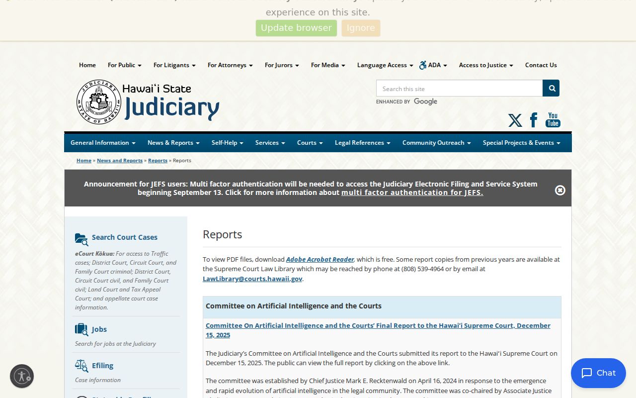 Kalawao County court records report archive
