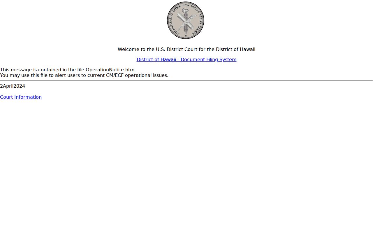 Kalawao County traffic records District of Hawaiʻi CM ECF
