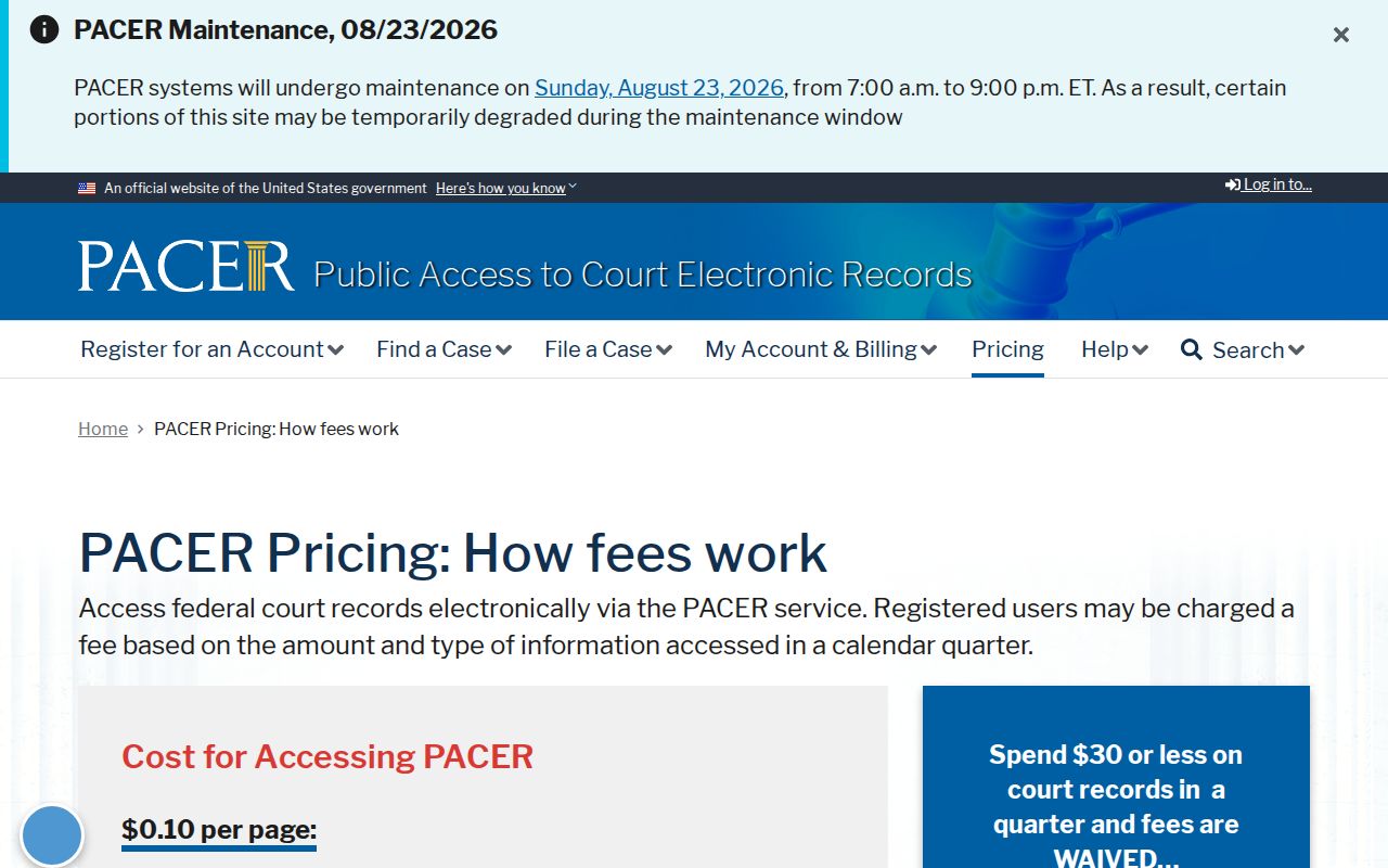 Kalawao County traffic record federal fees