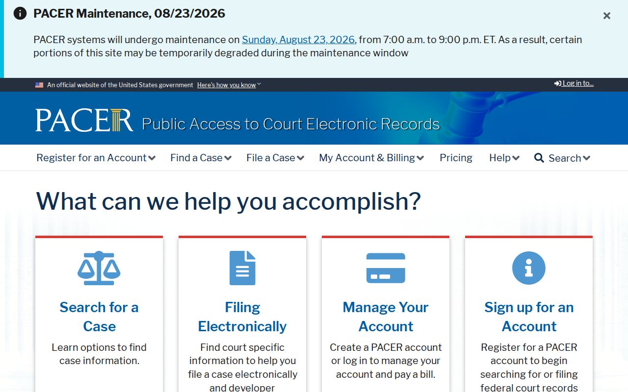 Kalawao County traffic records PACER search